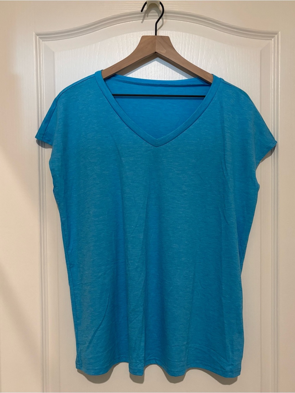 Women's V-Neck Short Sleeve Top - Turquoise